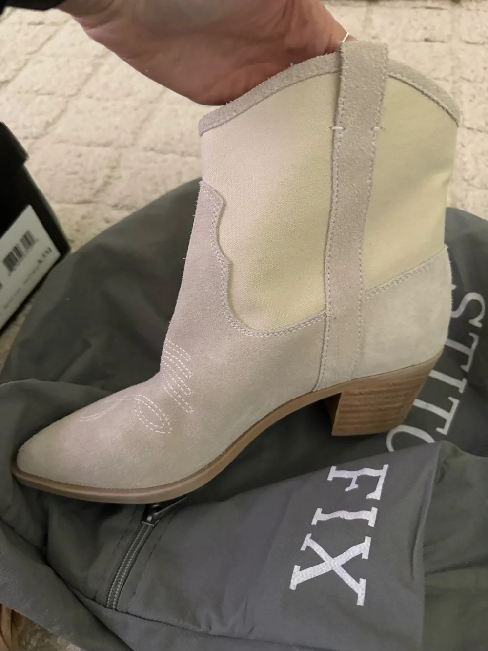Dolce Vita Suede Pointed-Toe Ankle Boots in Beige - Women's Fashion